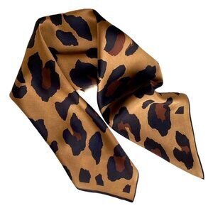 NWT Leopard Print Square Scarf Silk Satin Fashion Neck Hair Accessory